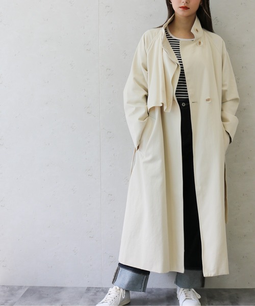 Per sist ence(パーシエンス)の「Per sist ence/パーシエンス ツイルスタンドカラーコート(チェスターコート・レディース・カーキ/オフホワイト・FREE)」の17枚目の写真
