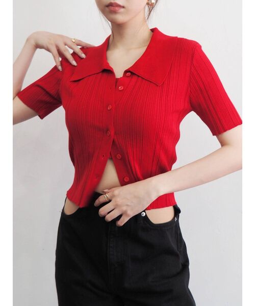 EVRIS（エヴリス）の「アンサンブルシャツニットトップス（ニット/セーター・レディース・ブラック/レッド/ブルー/アイボリー・FREE）」の10枚目の写真