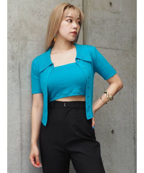 EVRIS（エヴリス）の「アンサンブルシャツニットトップス（ニット/セーター・レディース・ブラック/レッド/ブルー/アイボリー・FREE）」の19枚目の写真