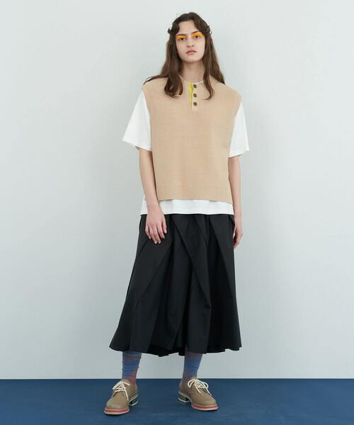 FRAPBOIS（フラボア）の「ヘンリーベスト（ベスト・レディース・グリーン/ベージュ・1/2）」の5枚目の写真