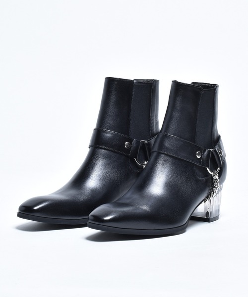 endevice（エンデヴァイス）の「クリアヒール サイドゴアブーツ / リングベルト ヒールブーツ / 日本製（ブーツ・メンズ・ブラック・44/40/42）」の4枚目の写真