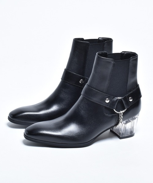 endevice（エンデヴァイス）の「クリアヒール サイドゴアブーツ / リングベルト ヒールブーツ / 日本製（ブーツ・メンズ・ブラック・44/40/42）」の5枚目の写真