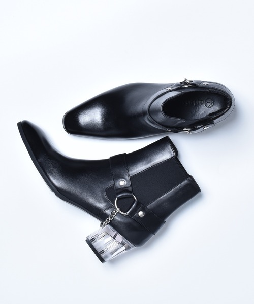 endevice（エンデヴァイス）の「クリアヒール サイドゴアブーツ / リングベルト ヒールブーツ / 日本製（ブーツ・メンズ・ブラック・44/40/42）」の7枚目の写真