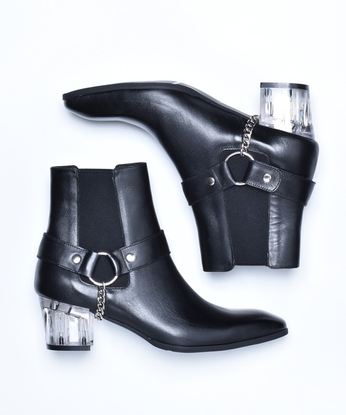 endevice（エンデヴァイス）の「クリアヒール サイドゴアブーツ / リングベルト ヒールブーツ / 日本製（ブーツ・メンズ・ブラック・44/40/42）」の8枚目の写真