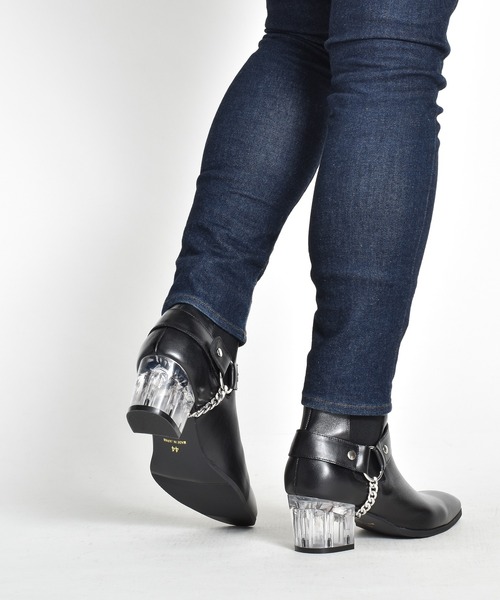 endevice（エンデヴァイス）の「クリアヒール サイドゴアブーツ / リングベルト ヒールブーツ / 日本製（ブーツ・メンズ・ブラック・44/40/42）」の14枚目の写真