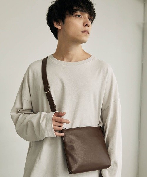 セール】シンセティックレザーミニショルダーバック/サコッシュ