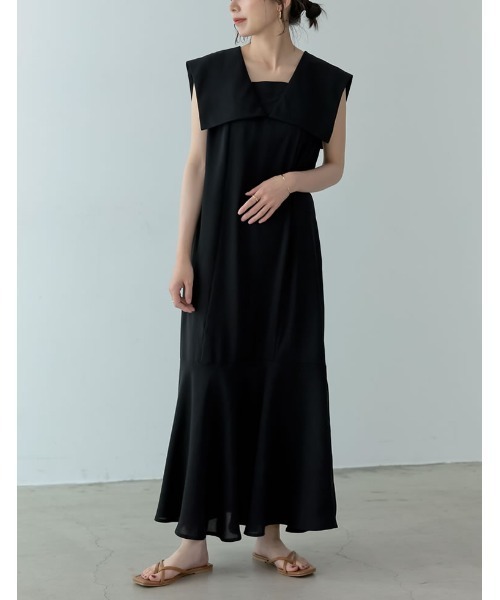 Re:EDIT（リエディ）の「[低身長/高身長サイズ有]ポーラセーラーカラーワンピース（ワンピース・レディース・キャメル/パープル/ブラック・MEDIUM/LARGE/SHORT/TALL）」の8枚目の写真