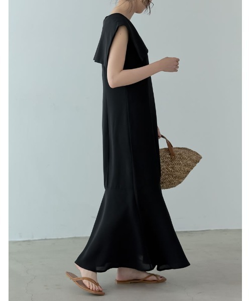 Re:EDIT（リエディ）の「[低身長/高身長サイズ有]ポーラセーラーカラーワンピース（ワンピース・レディース・キャメル/パープル/ブラック・MEDIUM/LARGE/SHORT/TALL）」の10枚目の写真