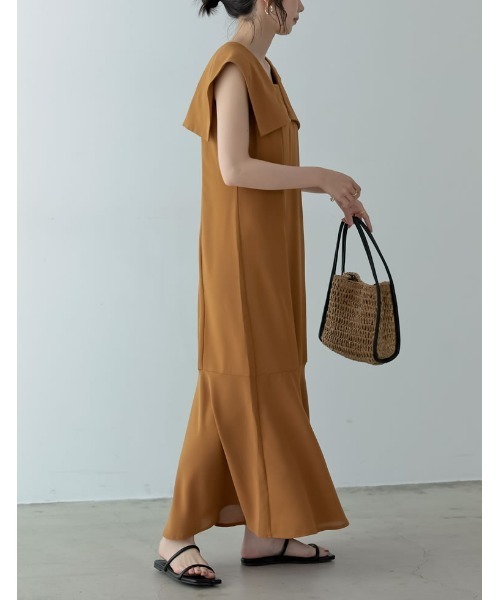 Re:EDIT（リエディ）の「[低身長/高身長サイズ有]ポーラセーラーカラーワンピース（ワンピース・レディース・キャメル/パープル/ブラック・MEDIUM/LARGE/SHORT/TALL）」の15枚目の写真