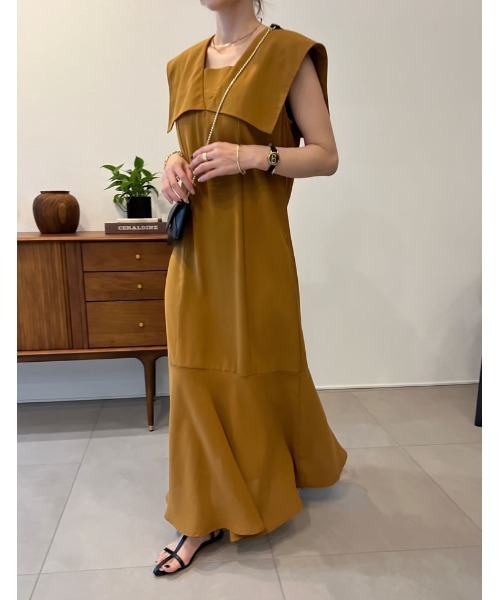 Re:EDIT（リエディ）の「[低身長/高身長サイズ有]ポーラセーラーカラーワンピース（ワンピース・レディース・キャメル/パープル/ブラック・MEDIUM/LARGE/SHORT/TALL）」の11枚目の写真