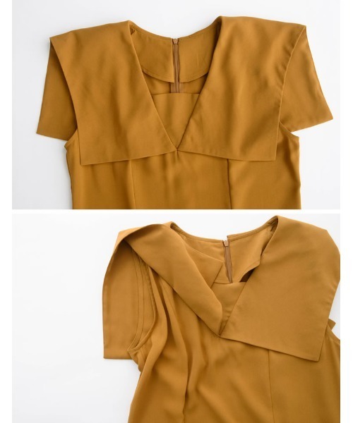 Re:EDIT（リエディ）の「[低身長/高身長サイズ有]ポーラセーラーカラーワンピース（ワンピース・レディース・キャメル/パープル/ブラック・MEDIUM/LARGE/SHORT/TALL）」の22枚目の写真