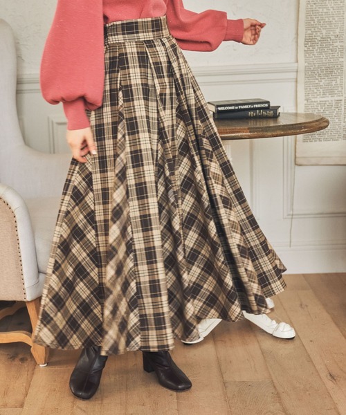 ボリュームチェックフレアスカート 1629 スカート Mysty Woman ミスティウーマン のファッション通販 Zozotown