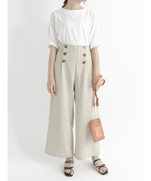 Te chichi TERRASSE（テチチテラス）の「麻調マリンパンツ（その他パンツ・レディース・ベージュ/ネイビー/ブラウン・ﾌﾘ-）」の6枚目の写真