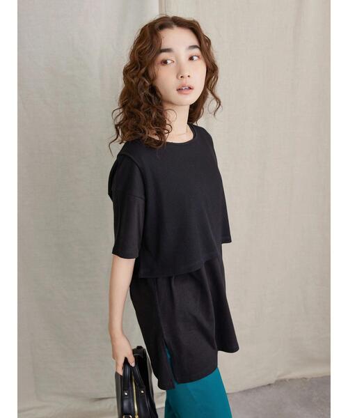 AMERICAN HOLIC（アメリカンホリック）の「SETカットプルオーバー+リブショートプルオーバー（Tシャツ/カットソー・レディース・ブラック/モカ・L/M）」の16枚目の写真