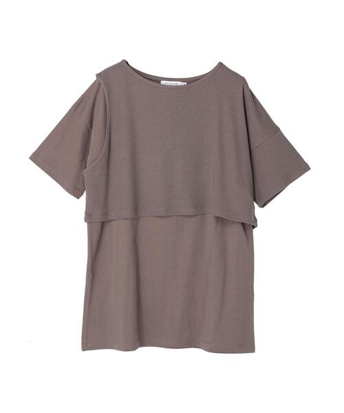 AMERICAN HOLIC（アメリカンホリック）の「SETカットプルオーバー+リブショートプルオーバー（Tシャツ/カットソー・レディース・ブラック/モカ・L/M）」の14枚目の写真