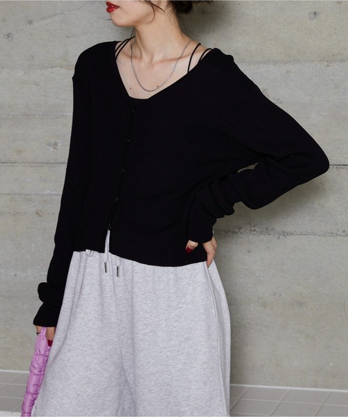 WEGO（ウィゴー）の「WEGO/Vネックリブカーディガン（カーディガン/ボレロ・レディース・サックスブルー/ライトピンク/アイボリー/ブラック・FREE）」の15枚目の写真