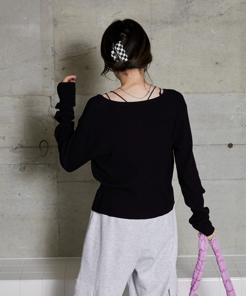 WEGO（ウィゴー）の「WEGO/Vネックリブカーディガン（カーディガン/ボレロ・レディース・サックスブルー/ライトピンク/アイボリー/ブラック・FREE）」の17枚目の写真