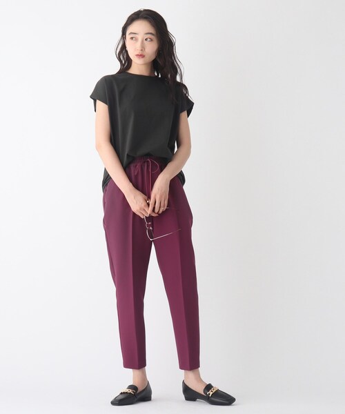 OPAQUE.CLIP（オペークドットクリップ）の「◆シルキースーピマ フレンチスリーブカットソー【WEB限定サイズ】（Tシャツ/カットソー・レディース・ブルー/チャコールグレー/ブラック/パープル系/ホワイト系/イエロー・38/36/42/40）」の15枚目の写真