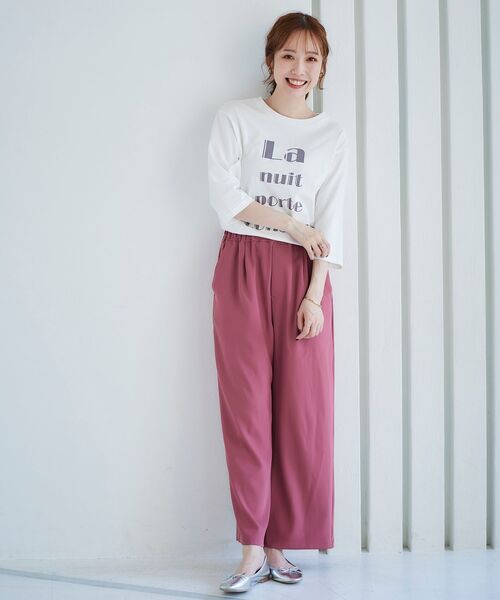 le.coeur blanc（ルクールブラン）の「ダブルサテンカラーワイドパンツ（その他パンツ・レディース・ピンク系その他/グリーン・38）」の6枚目の写真