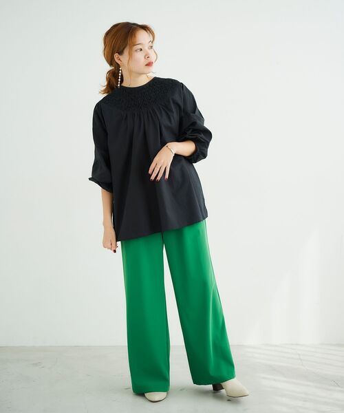 le.coeur blanc（ルクールブラン）の「ダブルサテンカラーワイドパンツ（その他パンツ・レディース・ピンク系その他/グリーン・38）」の10枚目の写真