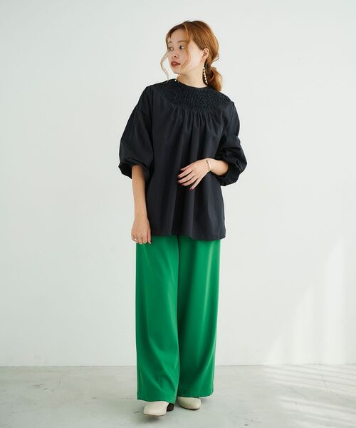 le.coeur blanc（ルクールブラン）の「ダブルサテンカラーワイドパンツ（その他パンツ・レディース・ピンク系その他/グリーン・38）」の11枚目の写真