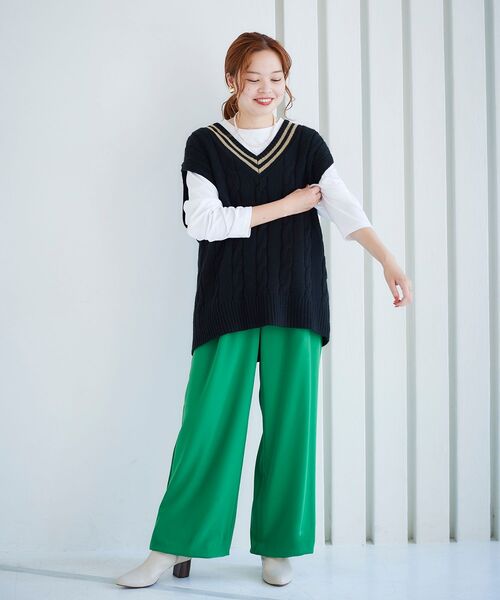 le.coeur blanc（ルクールブラン）の「ダブルサテンカラーワイドパンツ（その他パンツ・レディース・ピンク系その他/グリーン・38）」の12枚目の写真