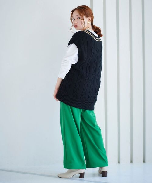 le.coeur blanc（ルクールブラン）の「ダブルサテンカラーワイドパンツ（その他パンツ・レディース・ピンク系その他/グリーン・38）」の14枚目の写真