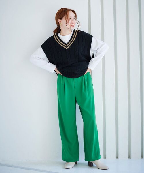 le.coeur blanc（ルクールブラン）の「ダブルサテンカラーワイドパンツ（その他パンツ・レディース・ピンク系その他/グリーン・38）」の15枚目の写真