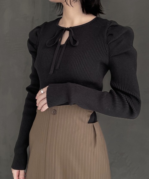 Solace（ソレイス）の「メランジミックスリブパワショルニット