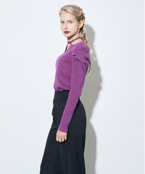 Solace（ソレイス）の「メランジミックスリブパワショルニットトップス / 前後2WAY（ニット/セーター・レディース・ベージュ/ブラック/イエロー/パープル・FREE）」の21枚目の写真