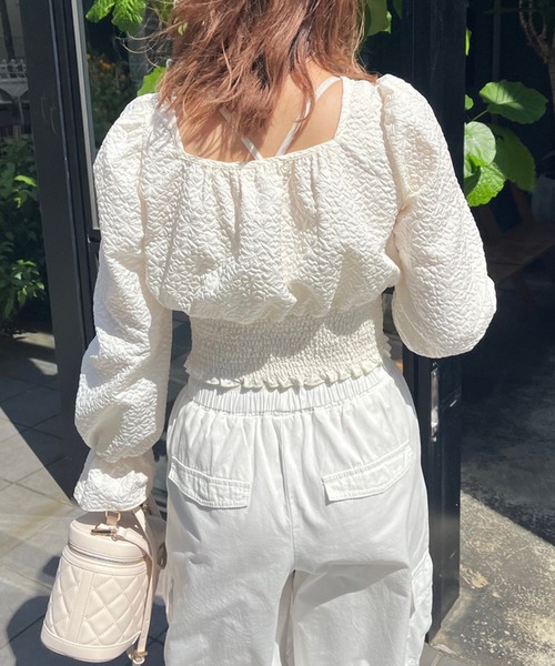 OLIVE des OLIVE(オリーブデオリーブ)の「ダブルフロントヘルシーぽこぽこブラウス(シャツ/ブラウス・レディース・グレー/オフホワイト/アイボリー・FREE)」の12枚目の写真