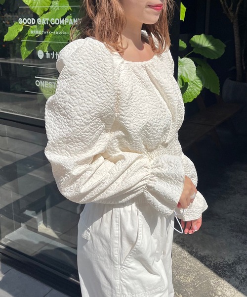 OLIVE des OLIVE(オリーブデオリーブ)の「ダブルフロントヘルシーぽこぽこブラウス(シャツ/ブラウス・レディース・グレー/オフホワイト/アイボリー・FREE)」の9枚目の写真