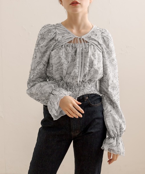 OLIVE des OLIVE(オリーブデオリーブ)の「ダブルフロントヘルシーぽこぽこブラウス(シャツ/ブラウス・レディース・グレー/オフホワイト/アイボリー・FREE)」の10枚目の写真