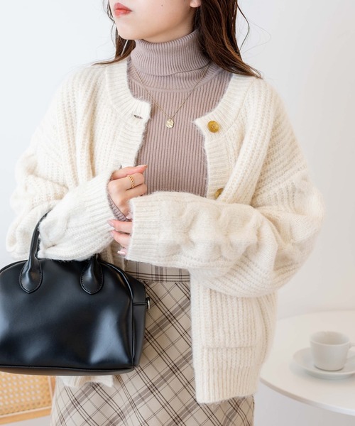 WEGO（ウィゴー）の「WEGO/パッチポケットケーブルカーディガン（カーディガン/ボレロ・レディース・ベージュ/アイボリー/ピンク・FREE）」の18枚目の写真