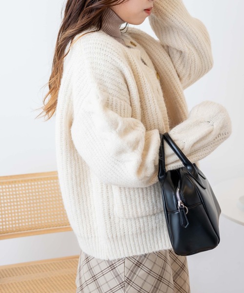 WEGO（ウィゴー）の「WEGO/パッチポケットケーブルカーディガン（カーディガン/ボレロ・レディース・ベージュ/アイボリー/ピンク・FREE）」の21枚目の写真