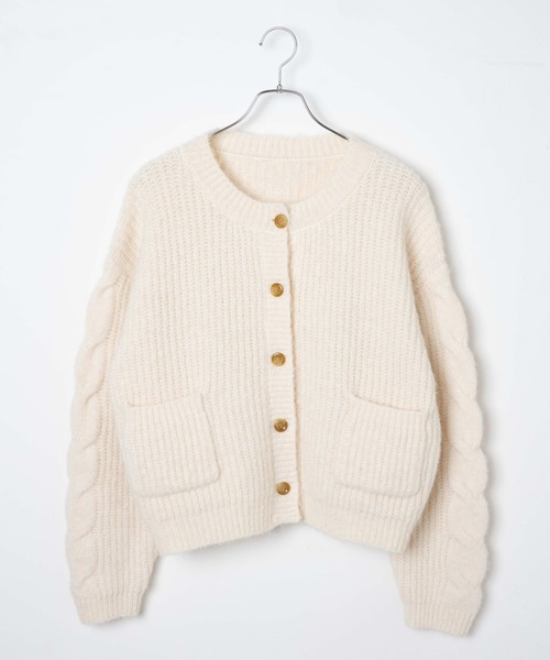 WEGO（ウィゴー）の「WEGO/パッチポケットケーブルカーディガン（カーディガン/ボレロ・レディース・ベージュ/アイボリー/ピンク・FREE）」の12枚目の写真