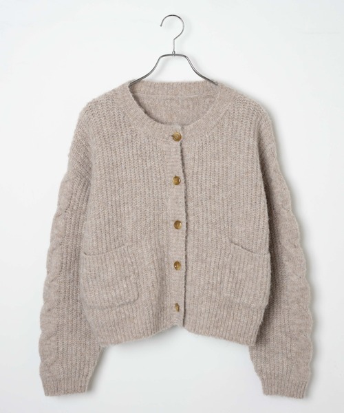 WEGO（ウィゴー）の「WEGO/パッチポケットケーブルカーディガン（カーディガン/ボレロ・レディース・ベージュ/アイボリー/ピンク・FREE）」の13枚目の写真