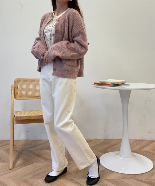 WEGO（ウィゴー）の「WEGO/パッチポケットケーブルカーディガン（カーディガン/ボレロ・レディース・ベージュ/アイボリー/ピンク・FREE）」の4枚目の写真
