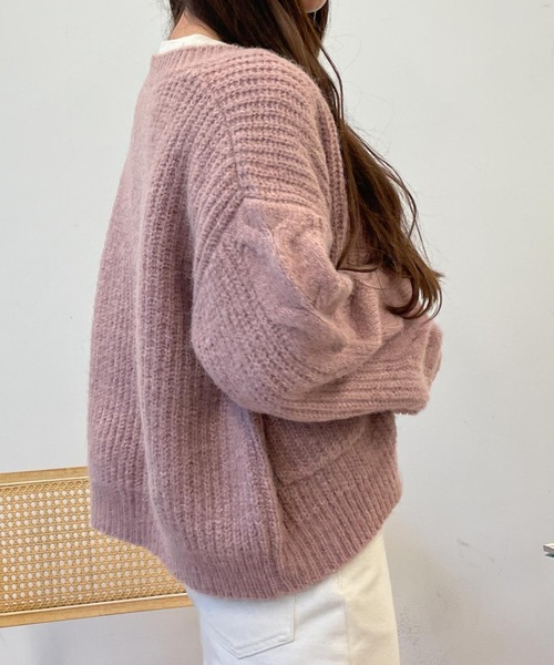 WEGO（ウィゴー）の「WEGO/パッチポケットケーブルカーディガン（カーディガン/ボレロ・レディース・ベージュ/アイボリー/ピンク・FREE）」の6枚目の写真