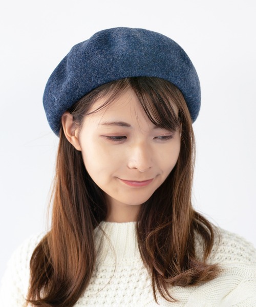 14+(イチヨンプラス)の「国産チョボ付きバスクベレー(ハンチング/ベレー帽・レディース・ブラック/ダークブラウン/ベージュ/ネイビー/グレー/ブルー/ワインレッド・FREE)」の6枚目の写真