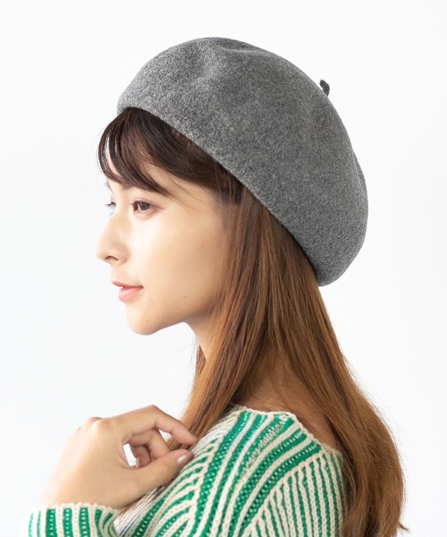 14+(イチヨンプラス)の「国産チョボ付きバスクベレー(ハンチング/ベレー帽・レディース・ブラック/ダークブラウン/ベージュ/ネイビー/グレー/ブルー/ワインレッド・FREE)」の3枚目の写真