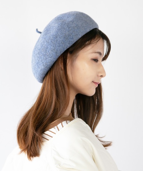 14+(イチヨンプラス)の「国産チョボ付きバスクベレー(ハンチング/ベレー帽・レディース・ブラック/ダークブラウン/ベージュ/ネイビー/グレー/ブルー/ワインレッド・FREE)」の1枚目の写真