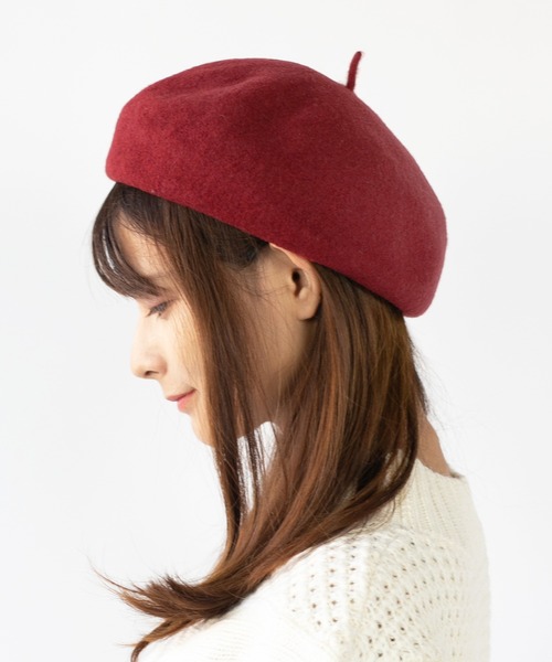 14+(イチヨンプラス)の「国産チョボ付きバスクベレー(ハンチング/ベレー帽・レディース・ブラック/ダークブラウン/ベージュ/ネイビー/グレー/ブルー/ワインレッド・FREE)」の7枚目の写真