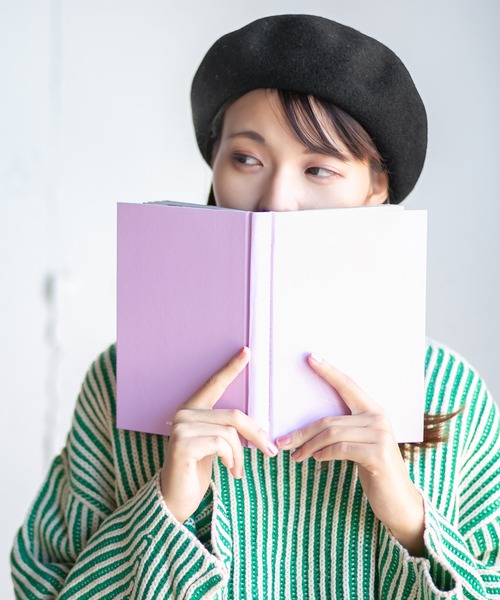 14+(イチヨンプラス)の「国産チョボ付きバスクベレー(ハンチング/ベレー帽・レディース・ブラック/ダークブラウン/ベージュ/ネイビー/グレー/ブルー/ワインレッド・FREE)」の16枚目の写真