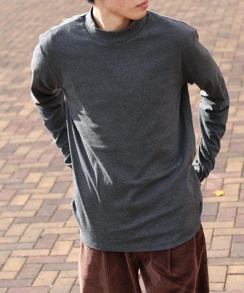 ZIP FIVE（ジップファイブ）の「ピーチスムース 無地モックネックロンTシャツ（Tシャツ/カットソー・メンズ・ホワイト/ブラック/ブルーグレー/杢グレー/ワイン/チャコール・MEDIUM/LARGE/X-LARGE）」の5枚目の写真