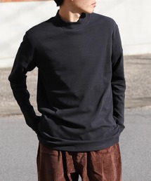 ピーチスムース 無地モックネックロンTシャツ