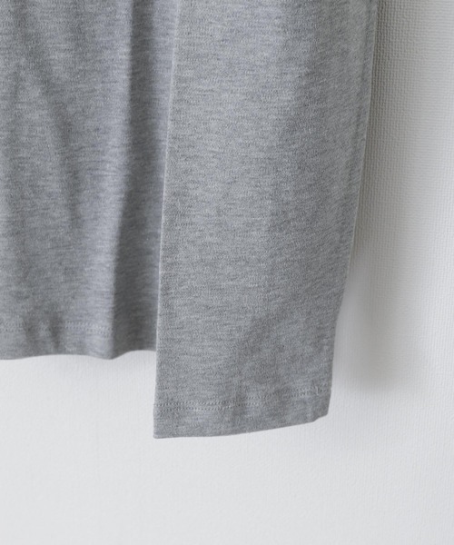 ZIP FIVE（ジップファイブ）の「ピーチスムース 無地モックネックロンTシャツ（Tシャツ/カットソー・メンズ・ホワイト/ブラック/ブルーグレー/杢グレー/ワイン/チャコール・MEDIUM/LARGE/X-LARGE）」の8枚目の写真