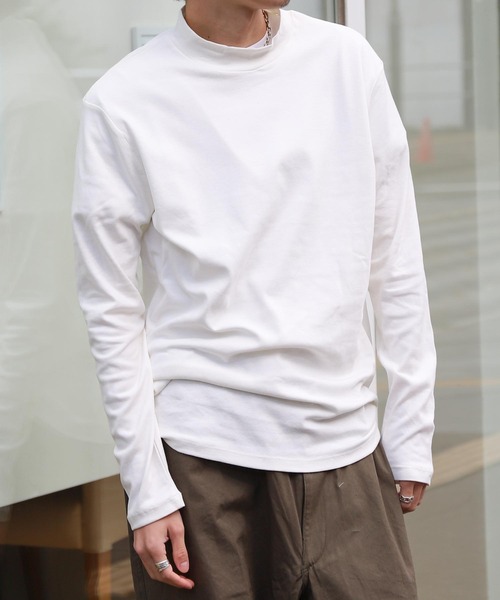 ZIP FIVE（ジップファイブ）の「ピーチスムース 無地モックネックロンTシャツ（Tシャツ/カットソー・メンズ・ホワイト/ブラック/ブルーグレー/杢グレー/ワイン/チャコール・MEDIUM/LARGE/X-LARGE）」の20枚目の写真