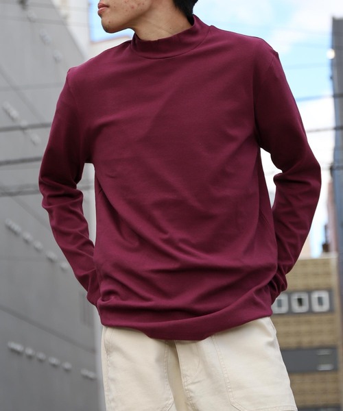 ZIP FIVE（ジップファイブ）の「ピーチスムース 無地モックネックロンTシャツ（Tシャツ/カットソー・メンズ・ホワイト/ブラック/ブルーグレー/杢グレー/ワイン/チャコール・MEDIUM/LARGE/X-LARGE）」の19枚目の写真