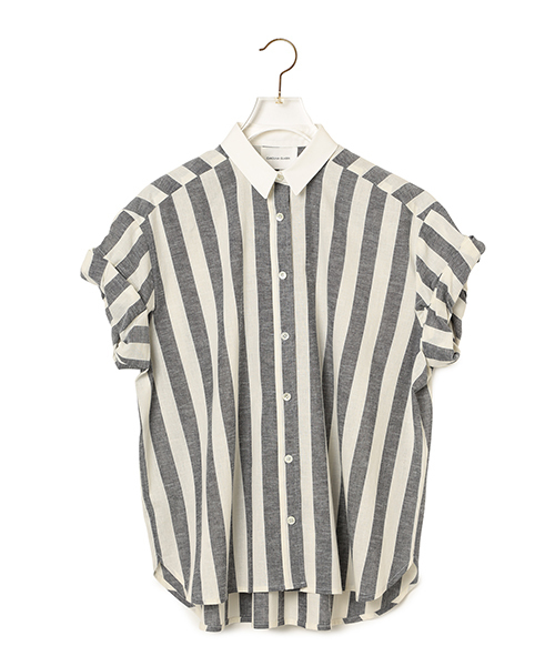 CAROLINA GLASER（カロリナ グレイサー）の「CAROLINA GLASER / ワイドストライプシャツ（シャツ/ブラウス・レディース・ブラック×ホワイト・ONE SIZE）」の8枚目の写真